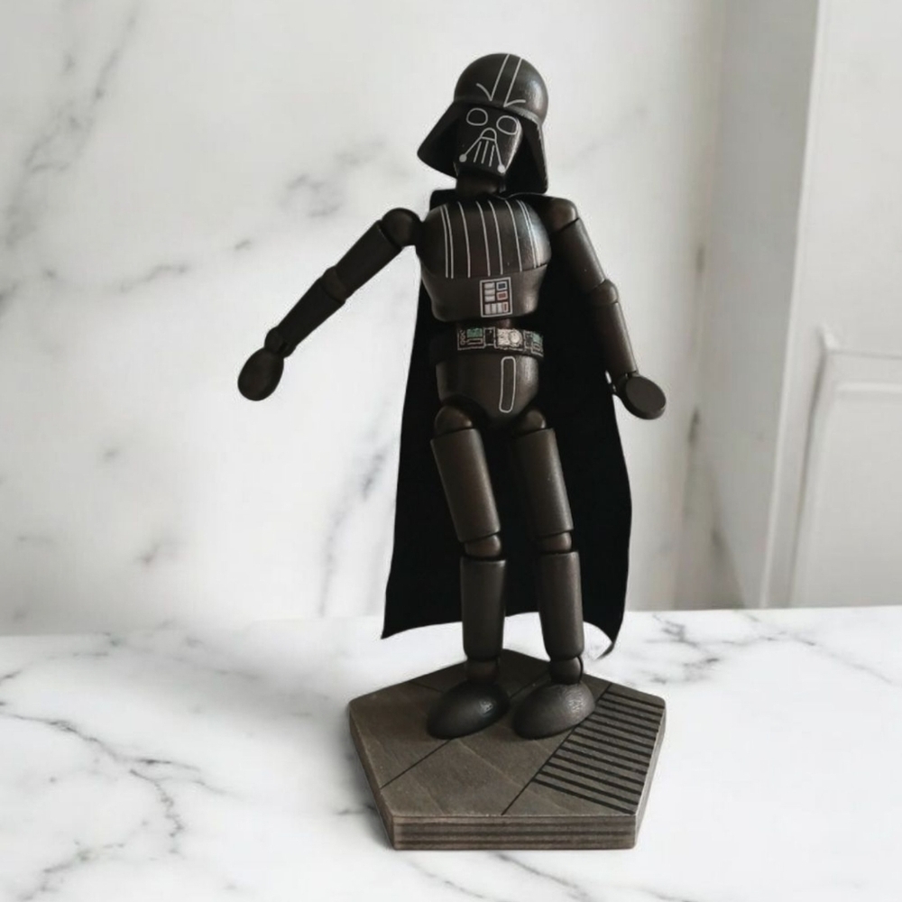 HTF Disney Galaxy's Edge Star Wars Wooden Darth Vader Bendable Toy Figurine